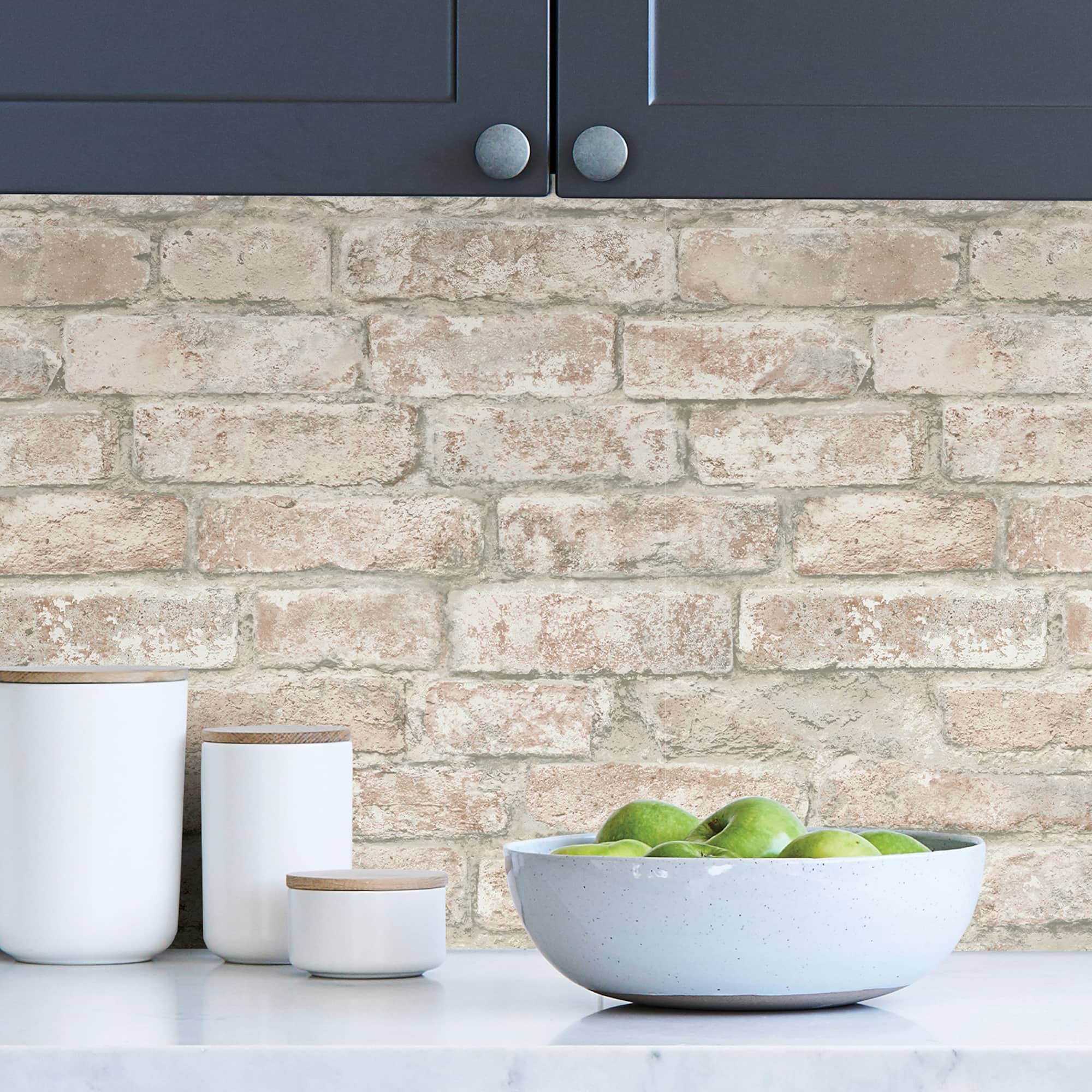 InHome White Washed Denver Brick Peel & Stick Wallpaper